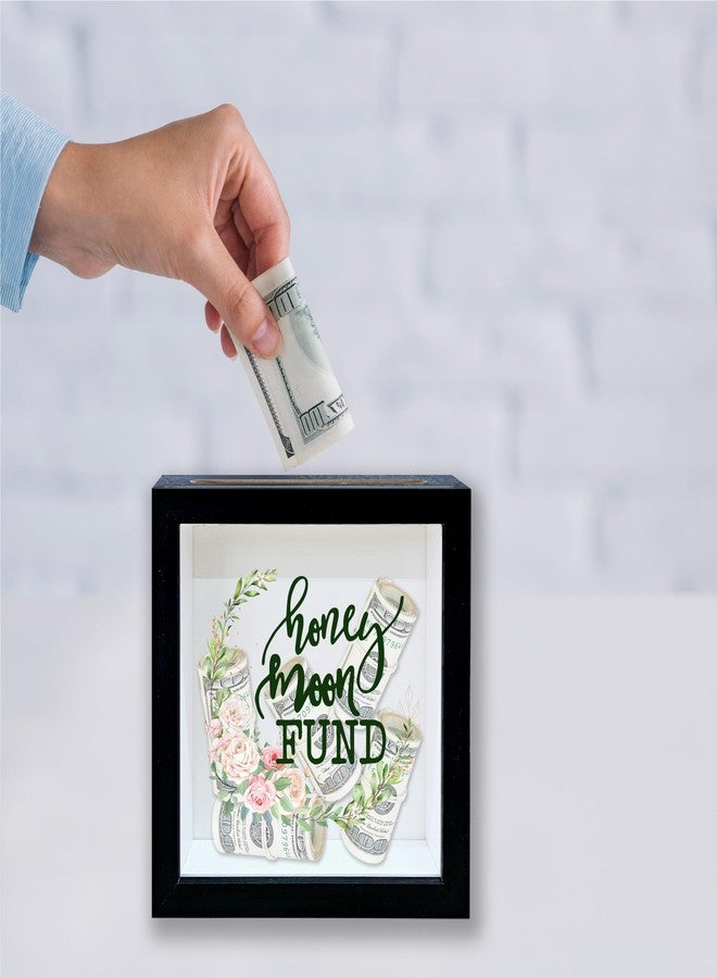 Mueddur Honeymoon Fund Shadow Box Frame, Wedding Money Box with Slot, Greenery Floral Travel Memory Box, Adventure Archive Box, Decorative Wooden Money Savings, Wedding Honeymoon Gifts for Newlyweds -12 - Image 4